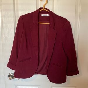 RICKIS open from 3/4 sleeve burgundy blazer, size L